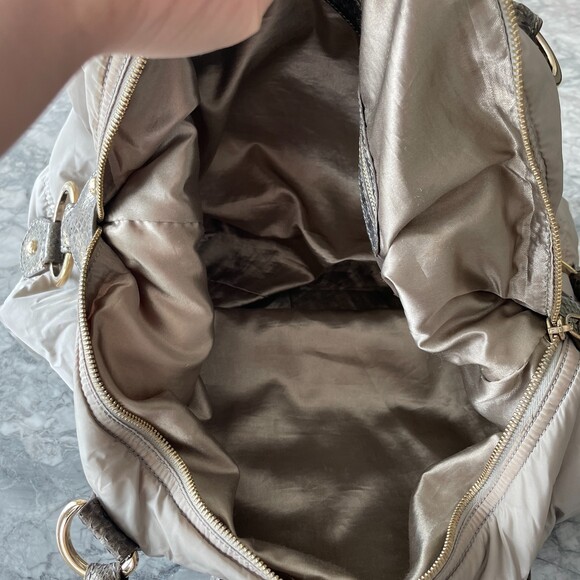 Tod's Nylon and Snakeskin Leather Top Handle Tote Shoulder Bag Grey - Picture 4 of 9